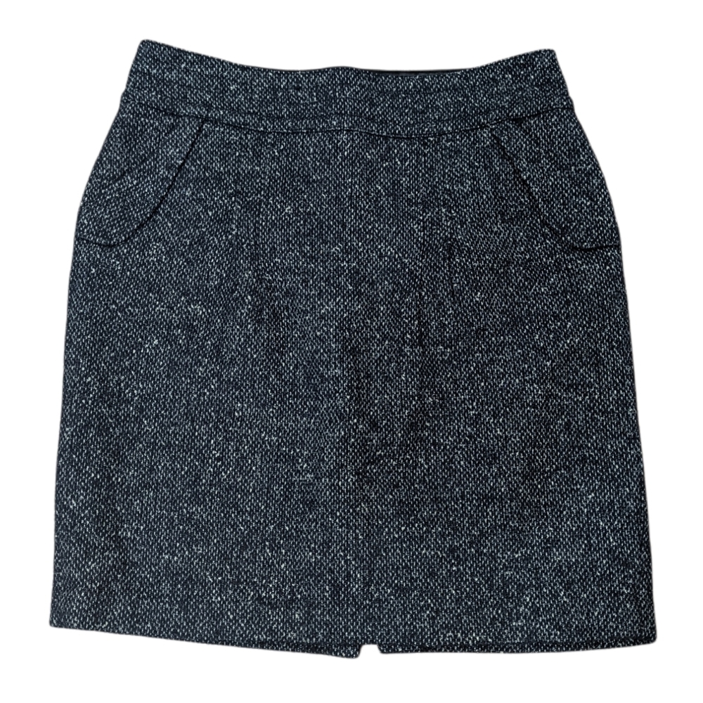 CABI Women's Black and Navy Blue Tweed Business Dressy Skirt. Size 14.